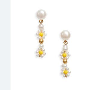 Madewell Daisy Cultured Pearl Linear Drop Earrings